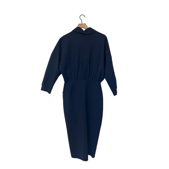 CHIARA BONI Women's Emeraldiah Front-zip Cocktail Midi-dress In Blue Notte - Picture 6 of 6
